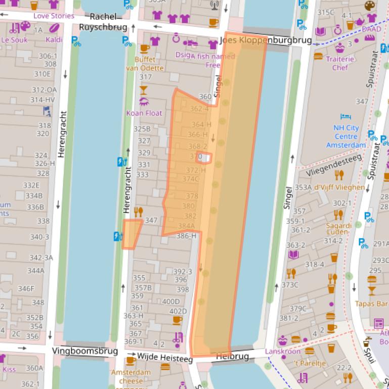 Kaart van postcodegebied 1016AH.