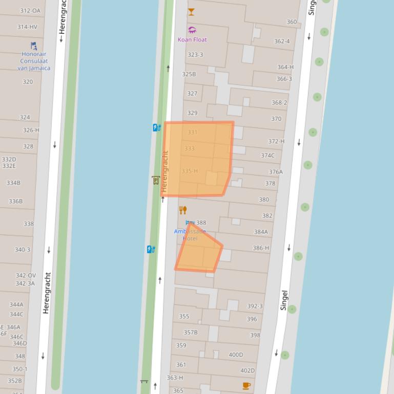 Kaart van postcodegebied 1016AX.