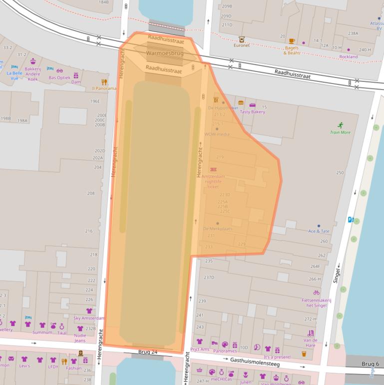 Kaart van postcodegebied 1016BG.