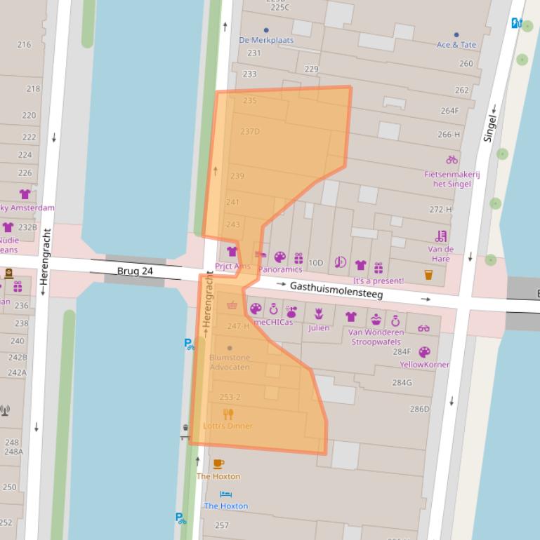 Kaart van postcodegebied 1016BH.