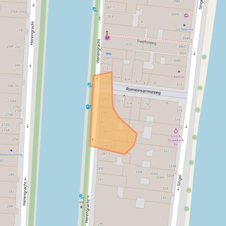 Kaart van postcodegebied 1016BK.