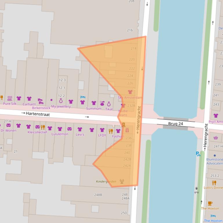 Kaart van postcodegebied 1016BT.