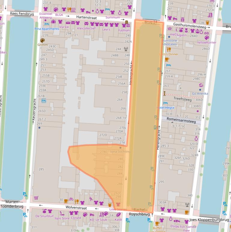 Kaart van postcodegebied 1016BX.