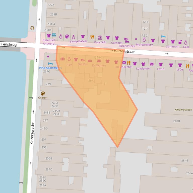 Kaart van postcodegebied 1016CA.