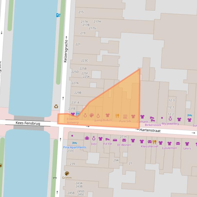 Kaart van postcodegebied 1016CC.