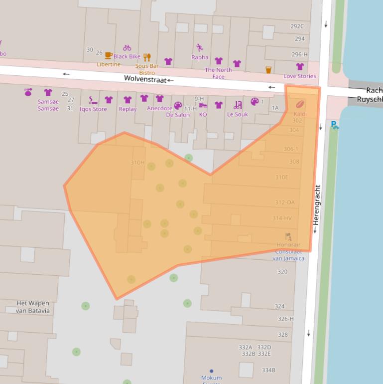 Kaart van postcodegebied 1016CD.