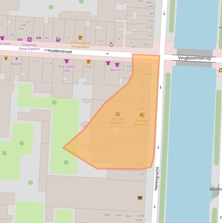 Kaart van postcodegebied 1016CH.