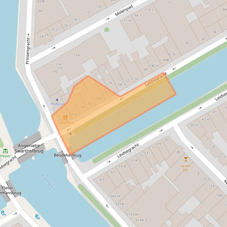 Kaart van postcodegebied 1016CP.