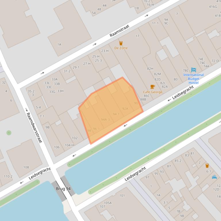 Kaart van postcodegebied 1016CS.