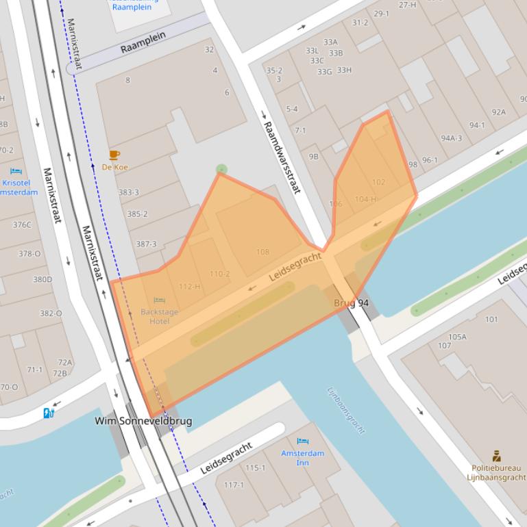 Kaart van postcodegebied 1016CT.