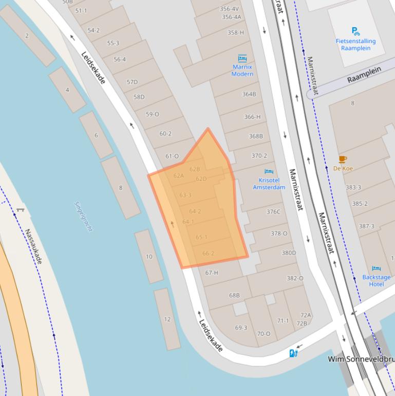 Kaart van postcodegebied 1016CZ.