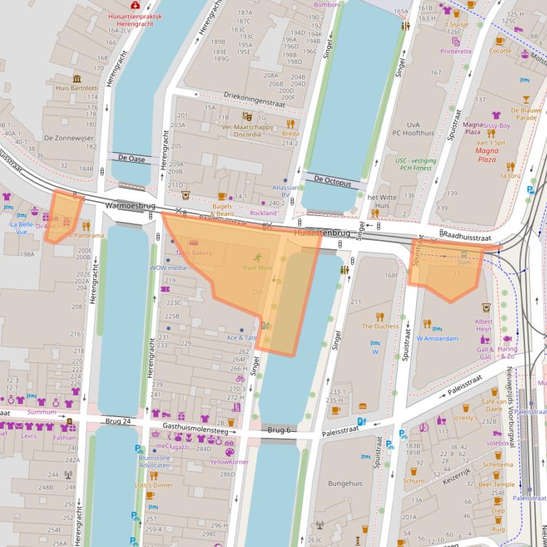 Kaart van postcodegebied 1016DB.