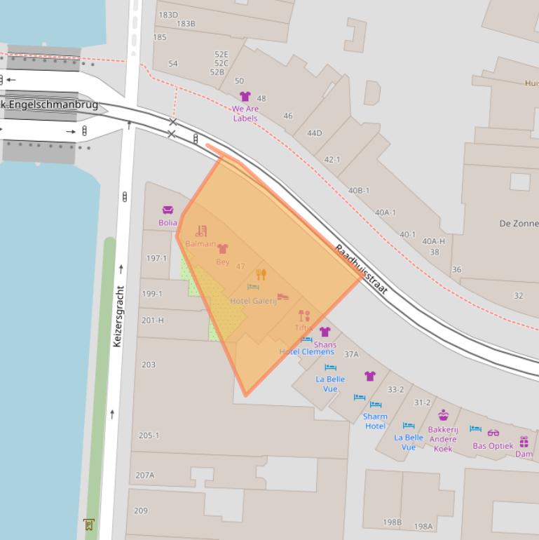 Kaart van postcodegebied 1016DD.