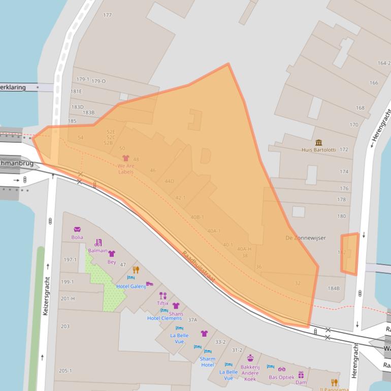 Kaart van postcodegebied 1016DG.