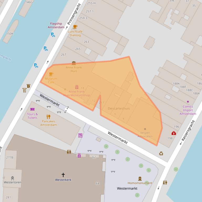 Kaart van postcodegebied 1016DK.