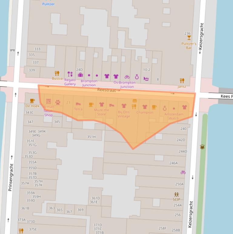 Kaart van postcodegebied 1016DM.