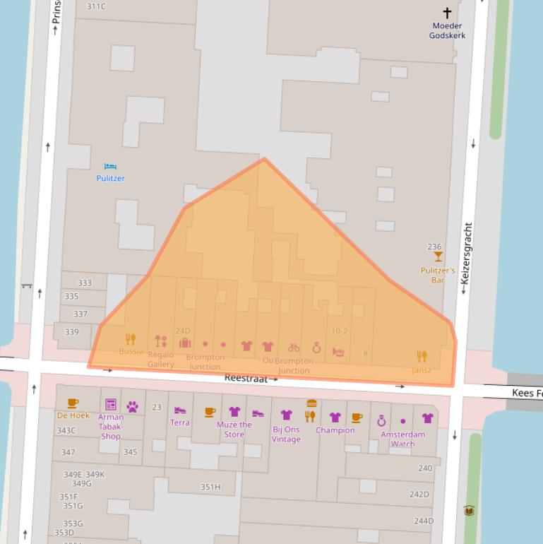 Kaart van postcodegebied 1016DN.