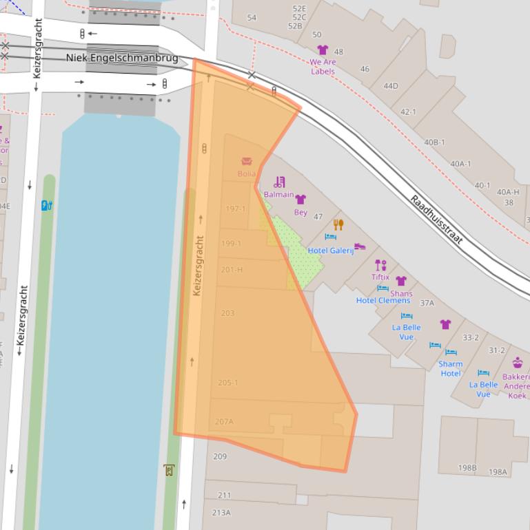 Kaart van postcodegebied 1016DS.