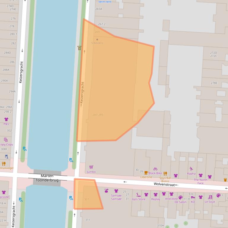 Kaart van postcodegebied 1016ED.