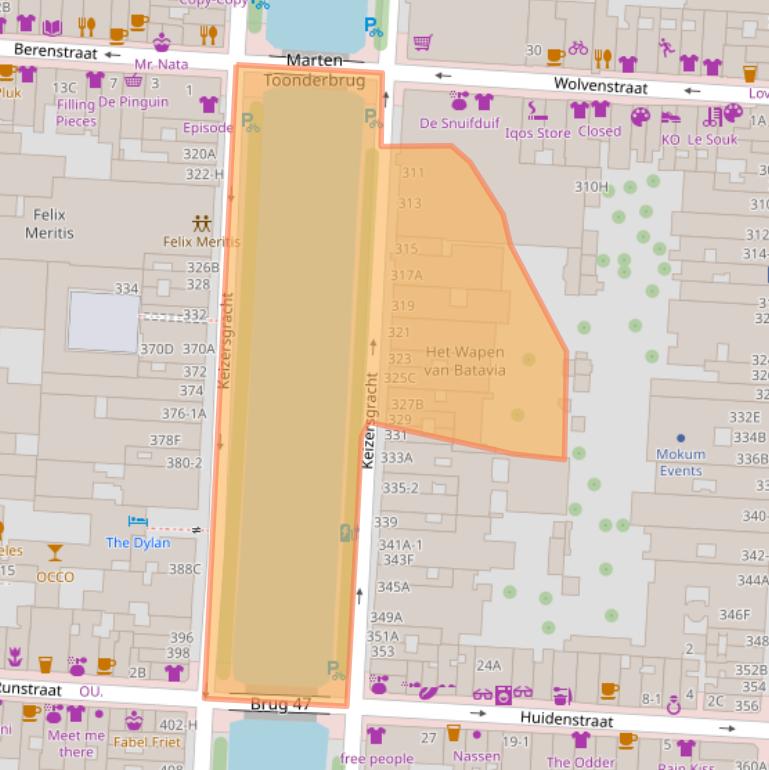 Kaart van postcodegebied 1016EE.