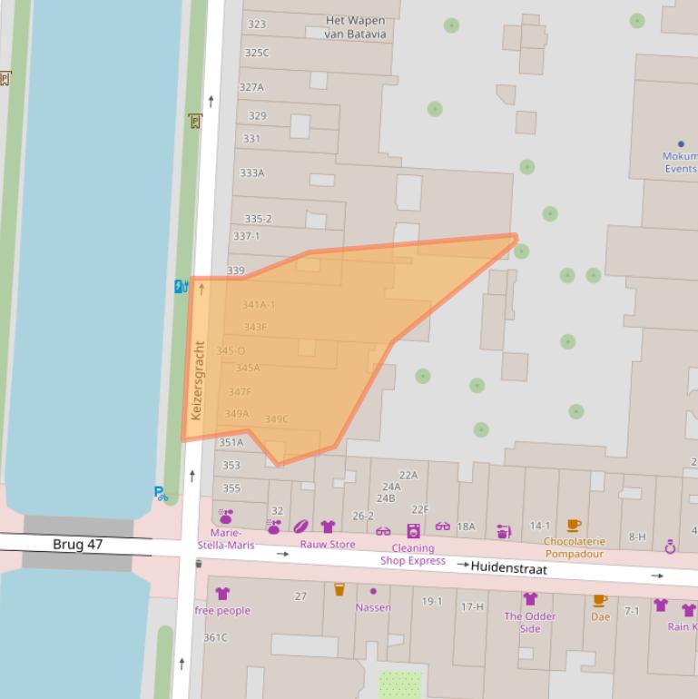 Kaart van postcodegebied 1016EH.