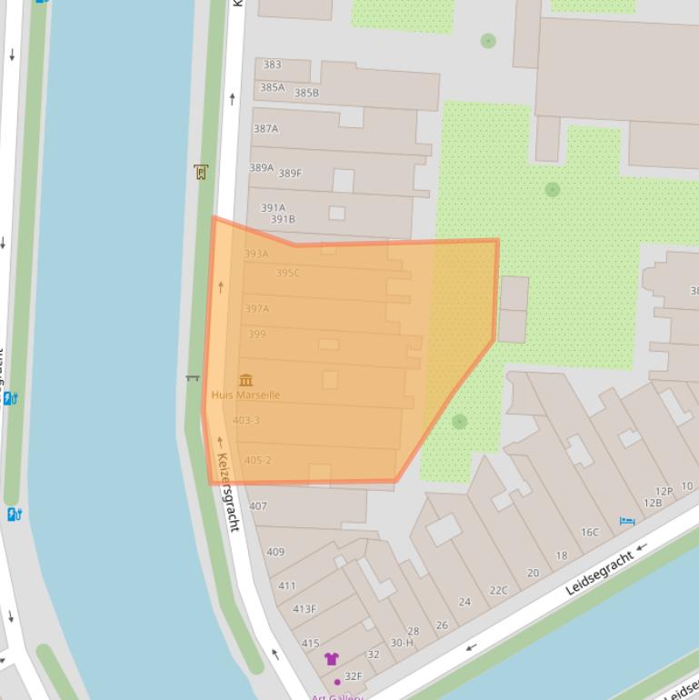 Kaart van postcodegebied 1016EK.