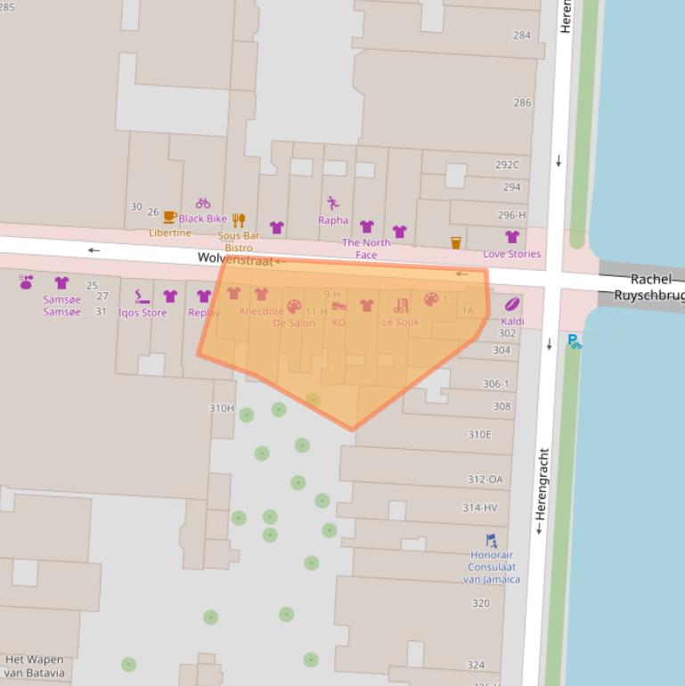 Kaart van postcodegebied 1016EM.