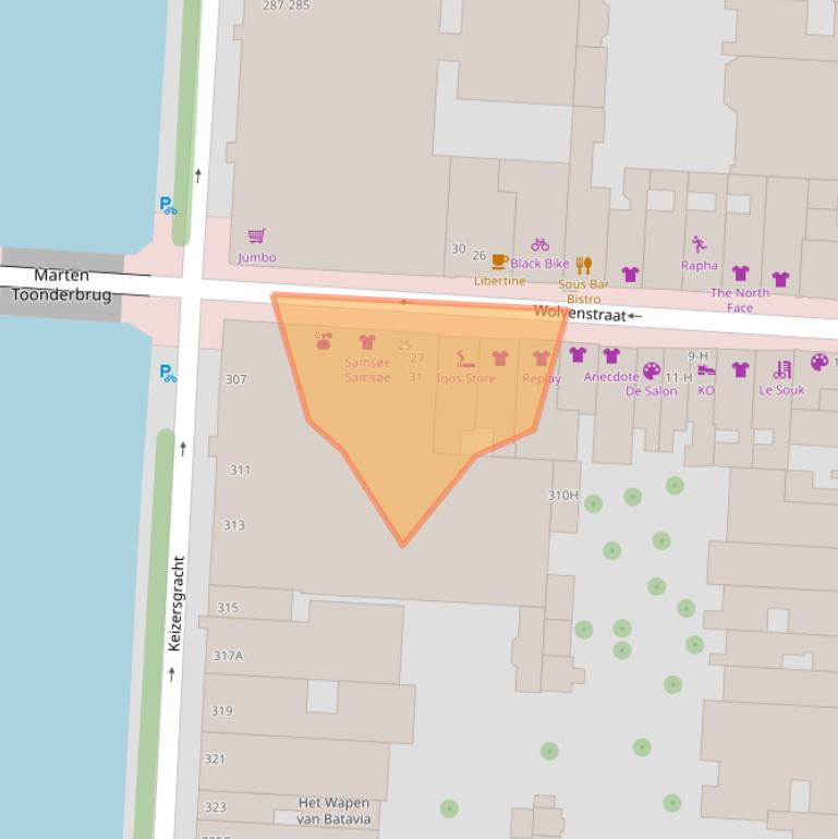 Kaart van postcodegebied 1016EN.