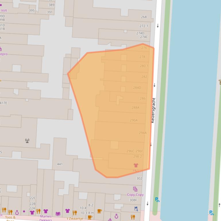 Kaart van postcodegebied 1016EW.