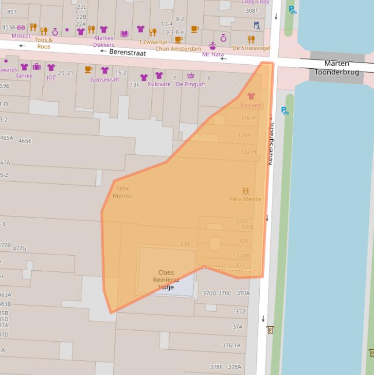 Kaart van postcodegebied 1016EZ.