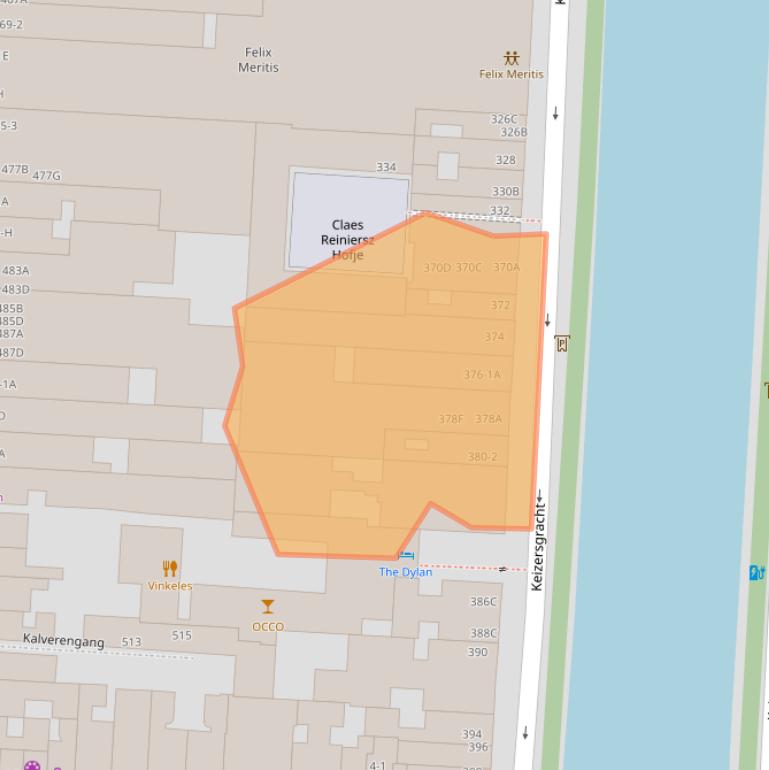 Kaart van postcodegebied 1016GA.