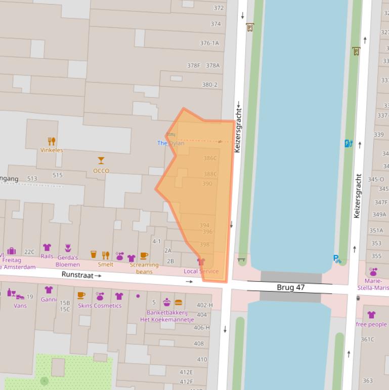 Kaart van postcodegebied 1016GB.