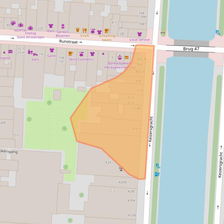 Kaart van postcodegebied 1016GC.