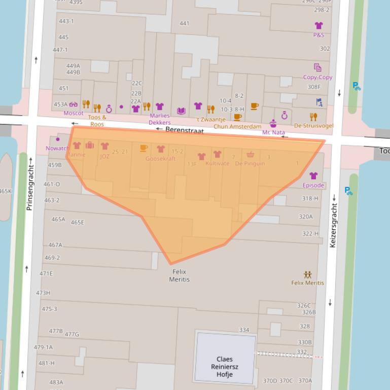 Kaart van postcodegebied 1016GG.