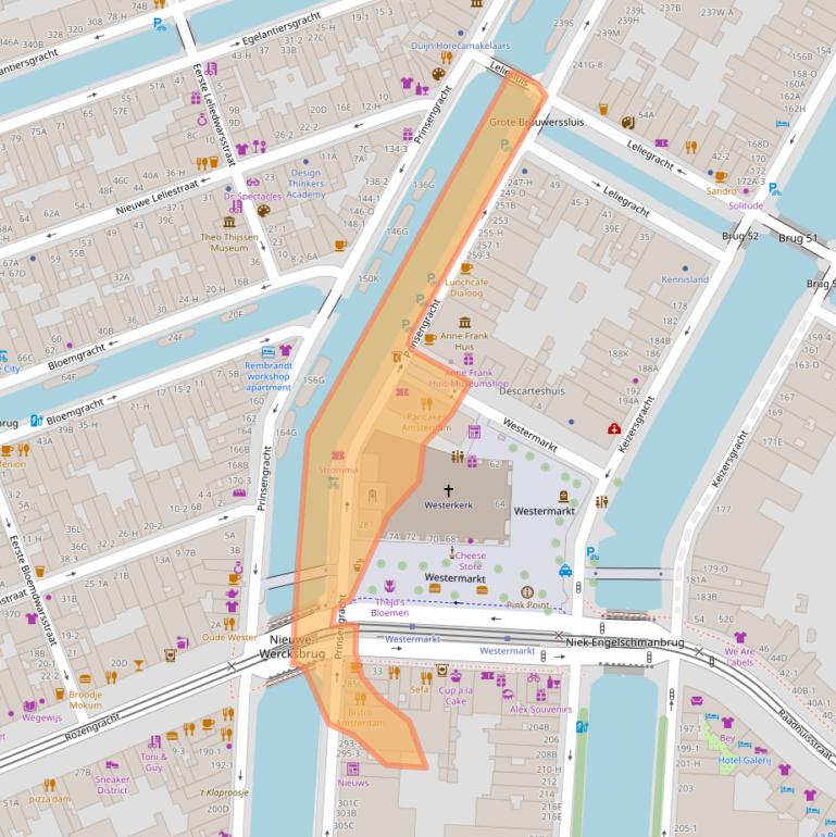 Kaart van postcodegebied 1016GW.