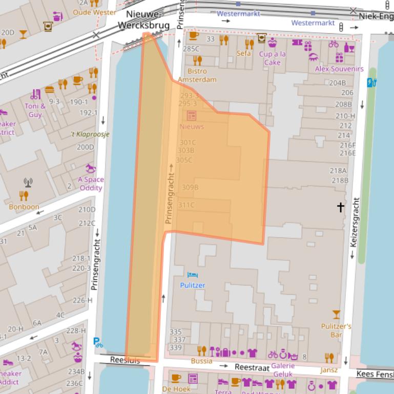 Kaart van postcodegebied 1016GX.