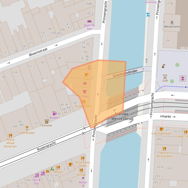 Kaart van postcodegebied 1016HB.