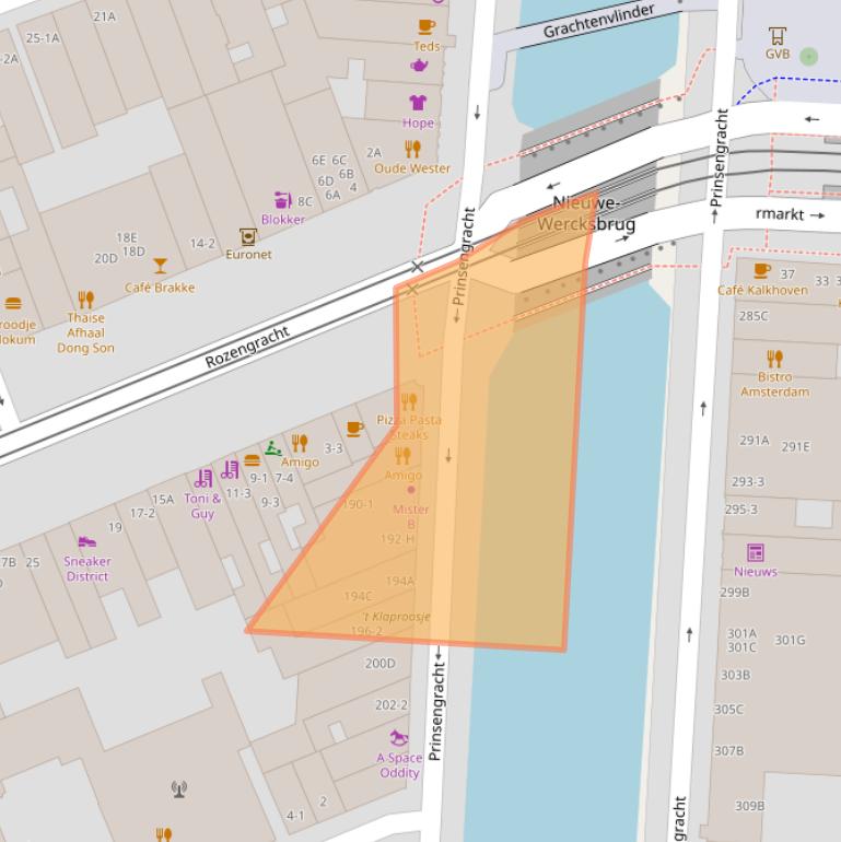 Kaart van postcodegebied 1016HC.
