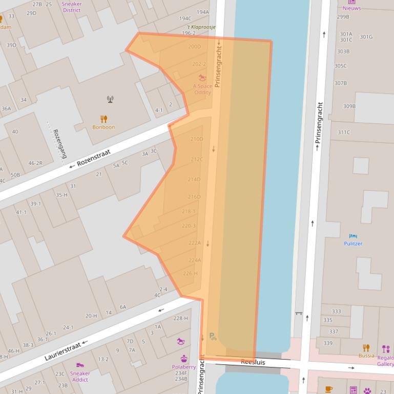 Kaart van postcodegebied 1016HD.