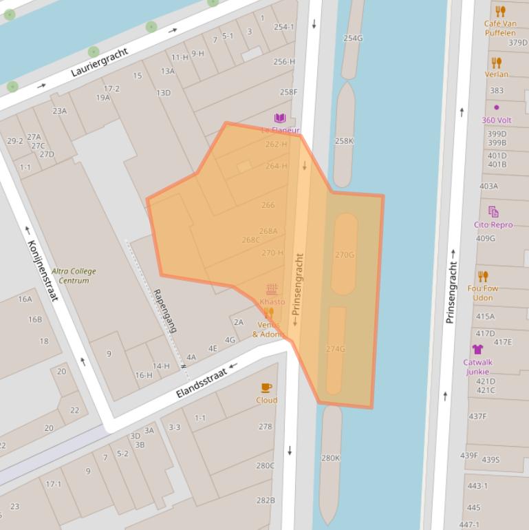 Kaart van postcodegebied 1016HH.