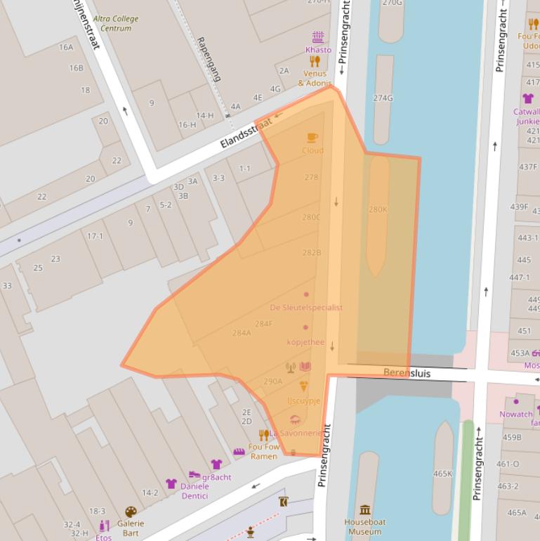 Kaart van postcodegebied 1016HJ.