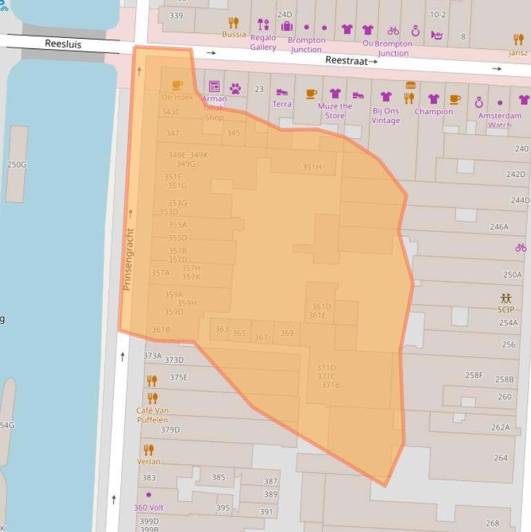 Kaart van postcodegebied 1016HK.