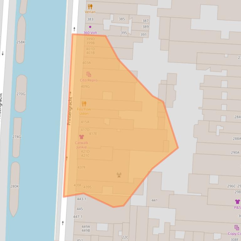 Kaart van postcodegebied 1016HM.