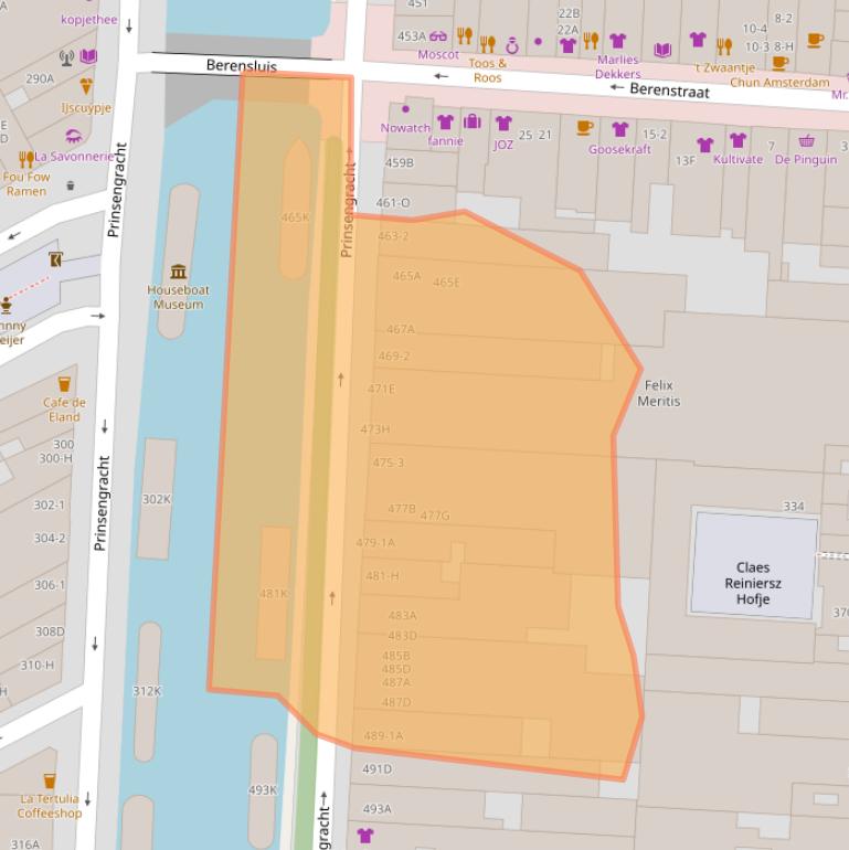 Kaart van postcodegebied 1016HP.