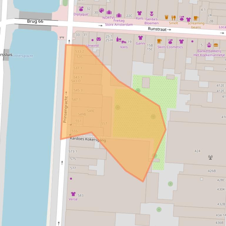 Kaart van postcodegebied 1016HS.