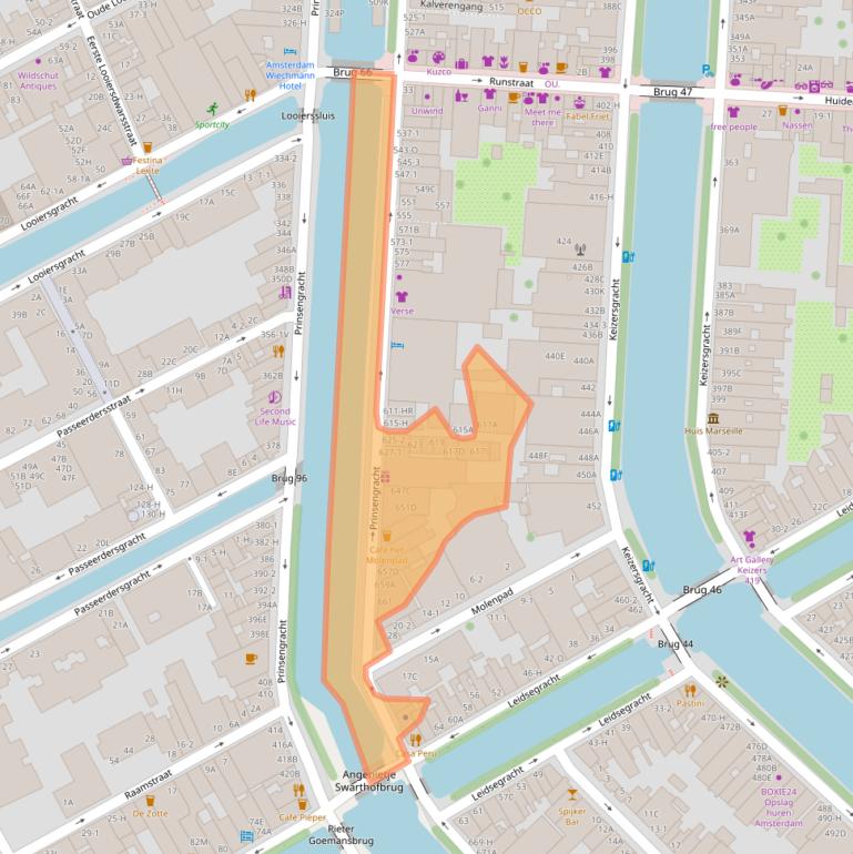 Kaart van postcodegebied 1016HV.