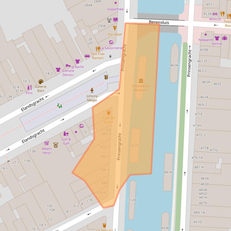 Kaart van postcodegebied 1016HW.