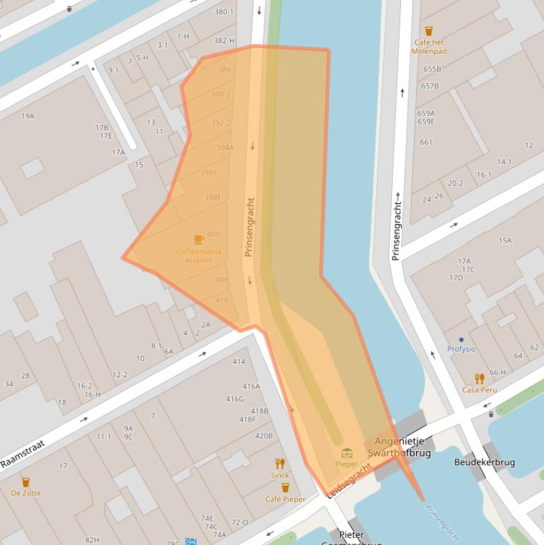 Kaart van postcodegebied 1016JB.