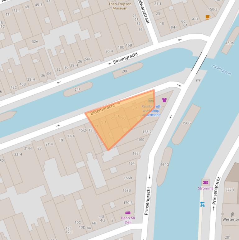 Kaart van postcodegebied 1016KA.