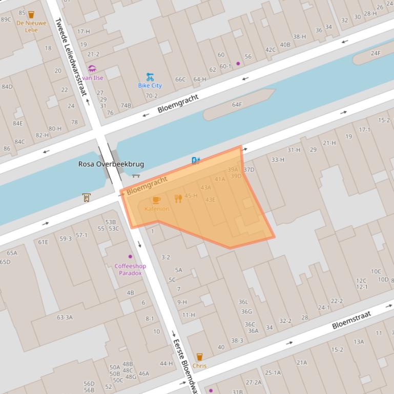 Kaart van postcodegebied 1016KD.